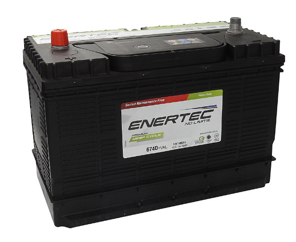 Picture of Enertec 674 (54.105D) 12v 105ah 800CCA Deep Cycle Leisure Battery Tapered