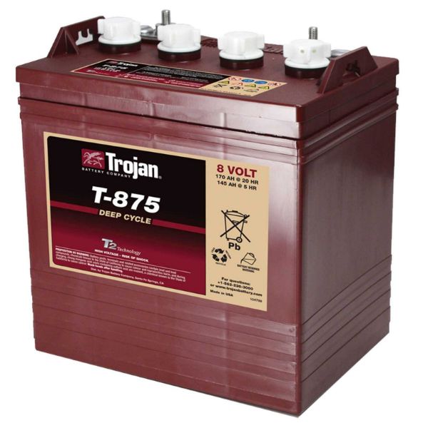 Trojan, golf battery, golf cart battery, 8v golf cart battery, 8V 170Ah, 8V 170Ah battery, golf battery, T875