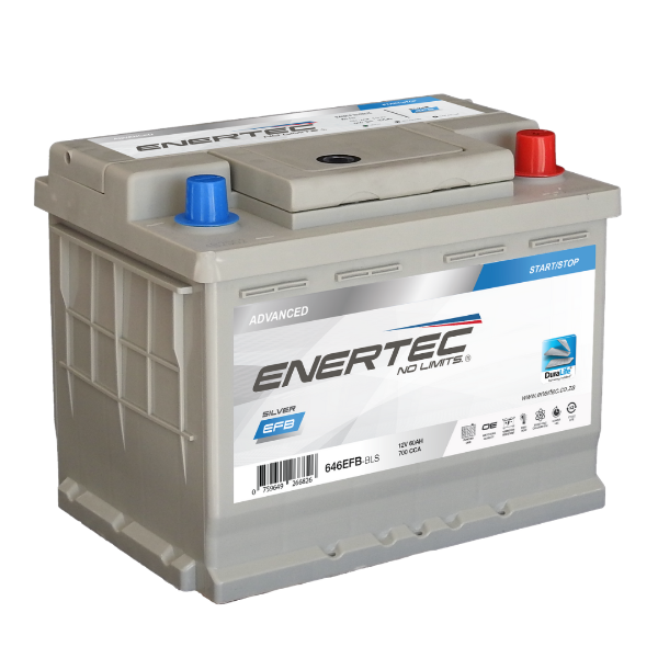 Picture of Enertec 646 EFB Silver, 12v, 60Ah, 700CCA, RHP Car Battery