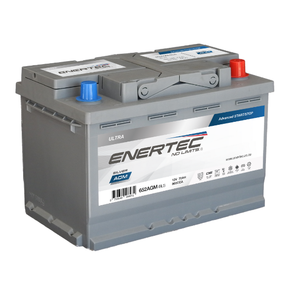 Picture of Enertec 652 AGM Start/Stop Silver, 12v, 70Ah, 900CCA, RHP Car Battery