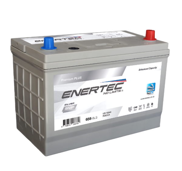 Enertec Silver Car Battery, 656 car battery, 12v 92ah 750cca