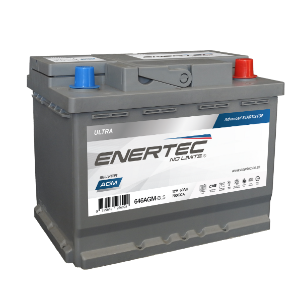  Enertec Silver 646HC AGM, Start-Stop battery, 12v 60ah 700cca, 12v car battery, 60Ah battery