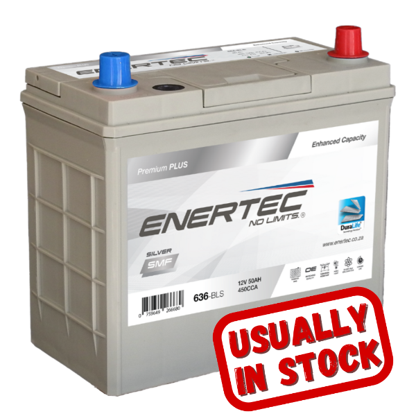 	Enertec silver 636, 12V 50AH 540CCA, 12v car battery, 50Ah battery, 540CCA, RHP car battery,