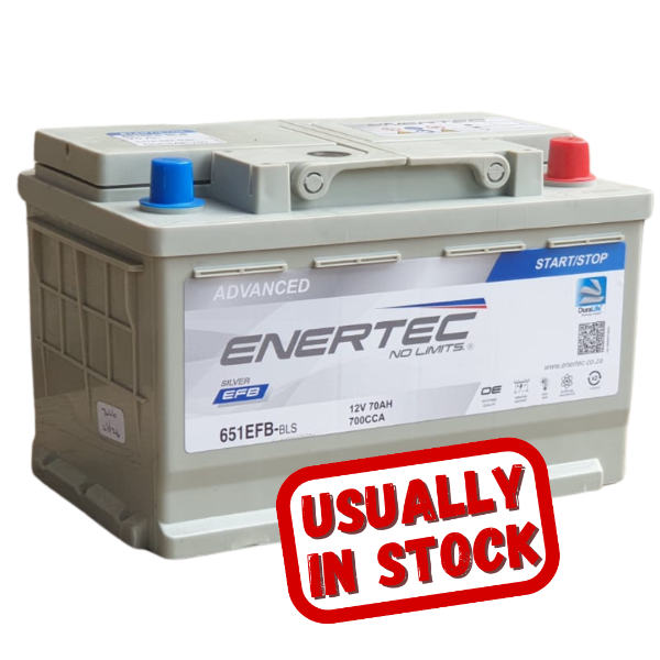 	Enertec Silver 651 EFB battery, 12v 70ah 700cca, 12v car battery, 70ah car battery, 700cca car battery, EFB car battery, Stop/Start car battery