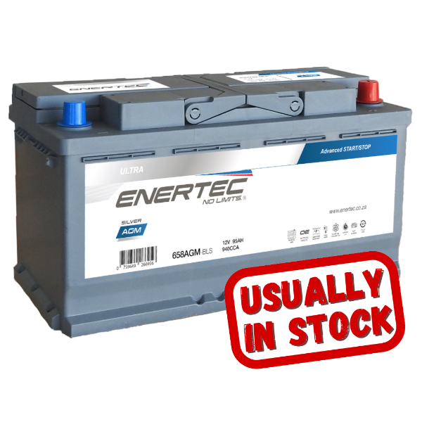  Enertec Silver 658 AGM, 12v 95ah 1050cca, AGM car battery, Start-Stop car battery