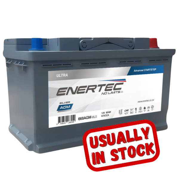 	Enertec Silver 668 AGM battery, 12v 80ah, 12v 80ah 870cca car battery, Start-Stop AGM battery