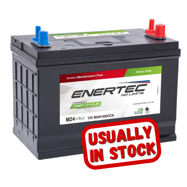 Enertec Blue M24MF, 12v, 80Ah, 650CCA, Deep Cycle Leisure Battery