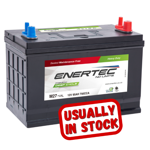 Enertec Blue M27MF, 12v, 95Ah, 750CCA, Deep Cycle Leisure Battery