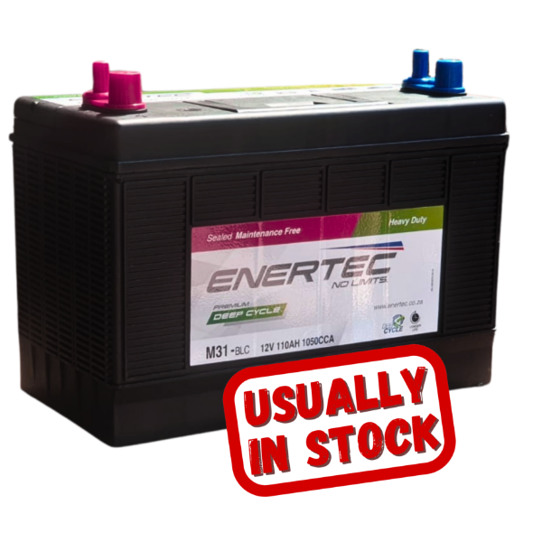 Enertec M31MF Blue, 12v, 110Ah, 1050CCA, Deep Cycle Leisure Battery, m31 battery, 12v 110ah 1050cca