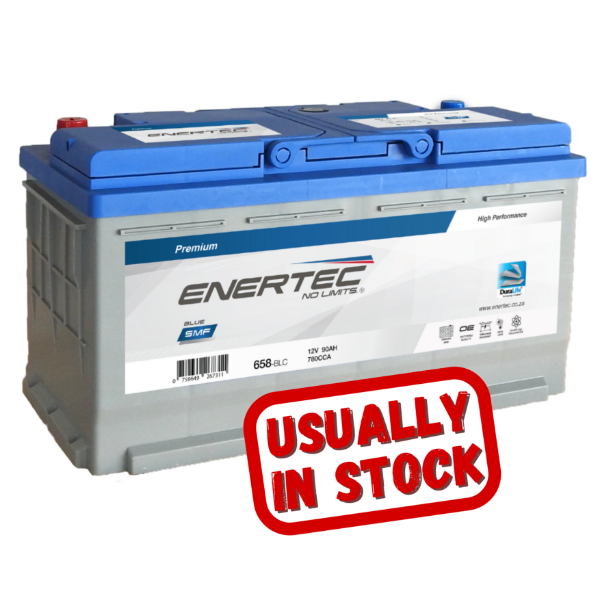 Enertec 658 Blue, 12v, 90Ah, 850CCA RHP Car Battery